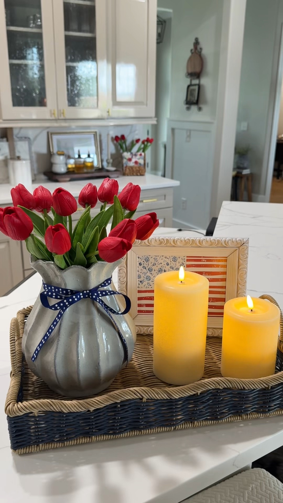 “Simple touches, soft neutrals, and a little patriotic charm ❤️🤍💙 This Fourth of July centerpiece is giving cozy Parkerstyle summer hosting vibes. 

#walmart #FourthOfJulyDecor #PatrioticDecor #TargetHome #Parkerstyle

#LTKHome #LTKSeasonal