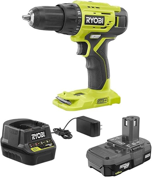 Ryobi P215K 18-Volt ONE+ Lithium-Ion Cordless 1/2 in. Drill/Driver Kit with (1) 1.5 Ah Battery an... | Amazon (US)