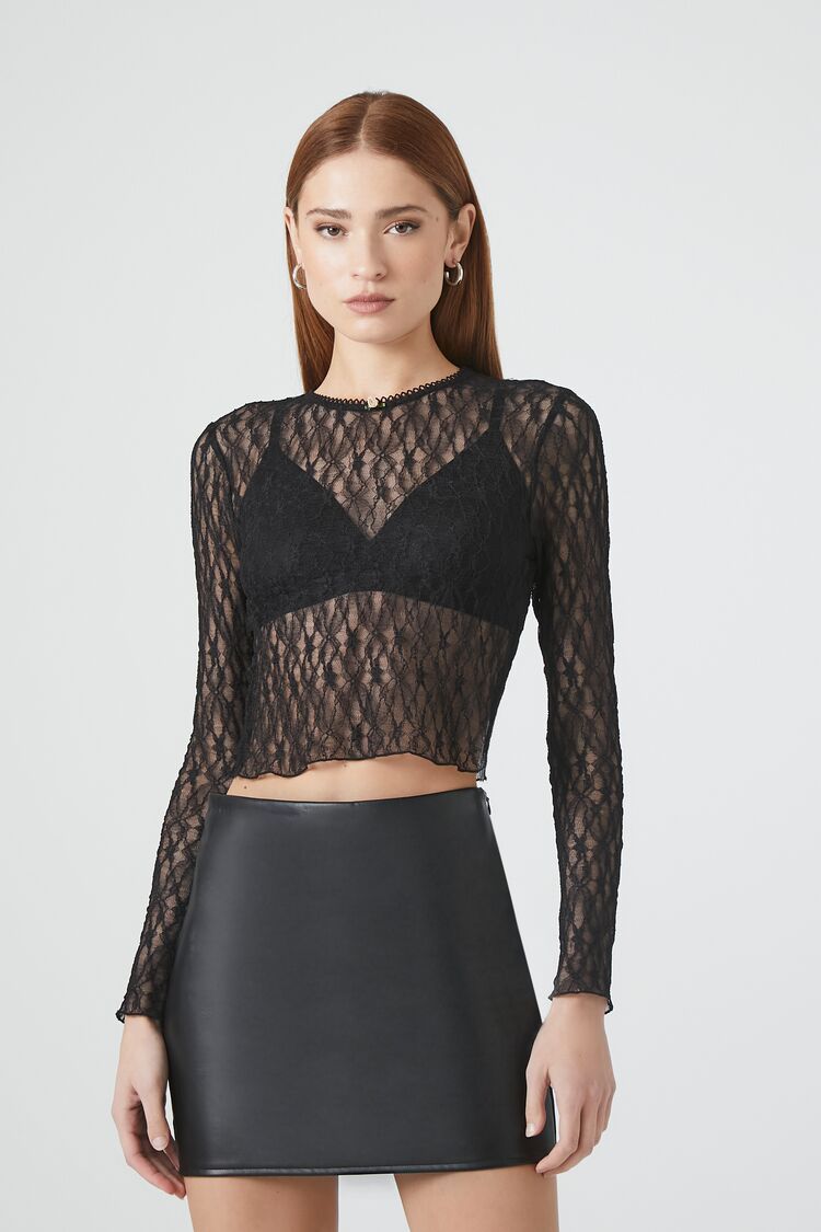 Sheer Lace Rosette Crop Top | Forever 21 (US)