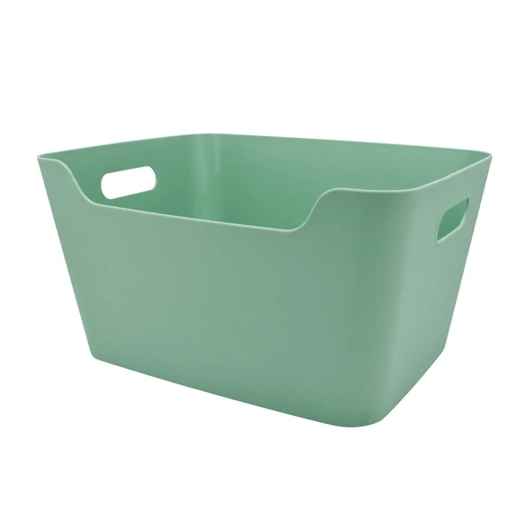 Mainstays Large Easy Access Plastic Storage Bin, Green Sage | Walmart (US)