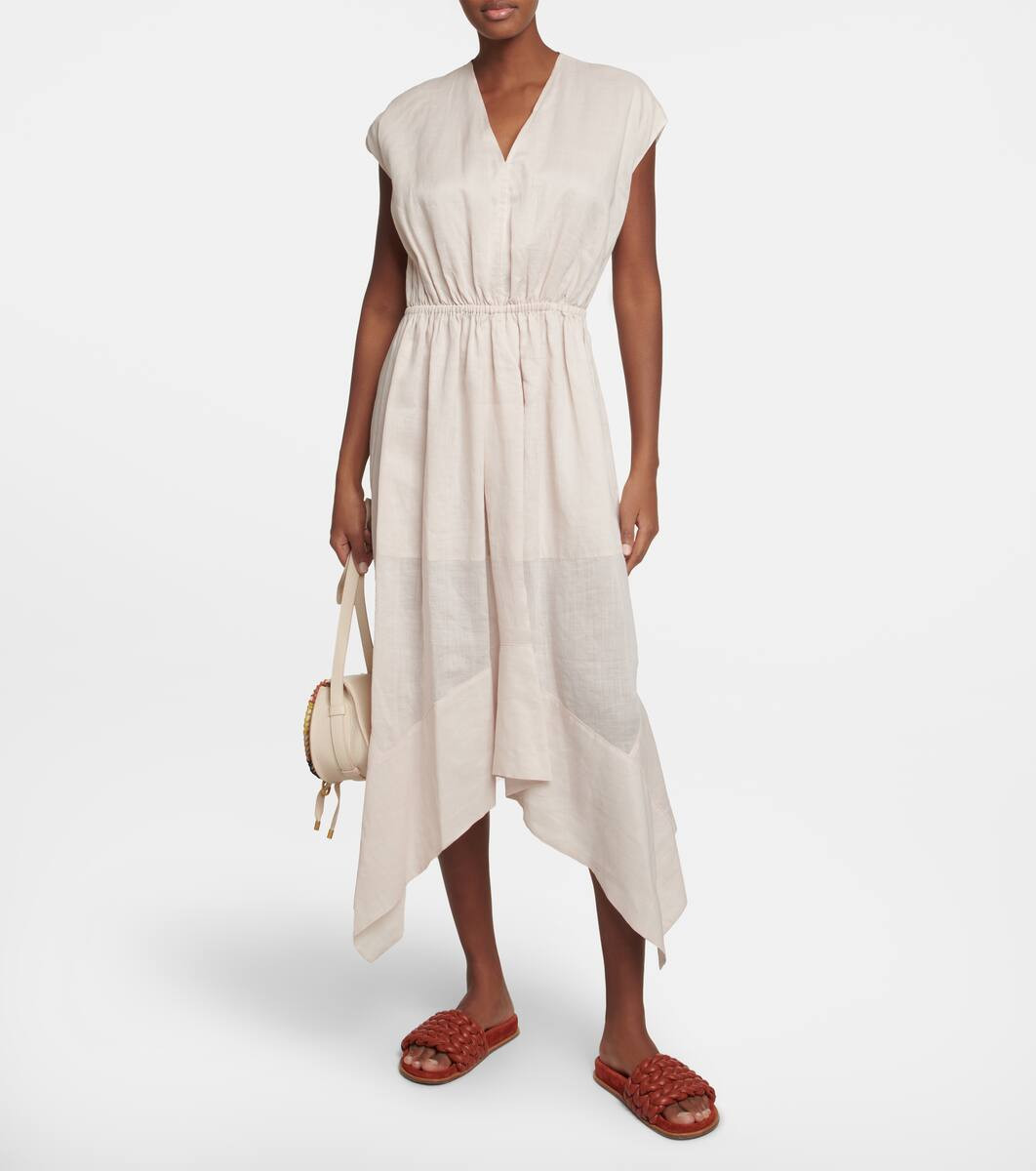 Gathered ramie midi dress | Mytheresa (US/CA)