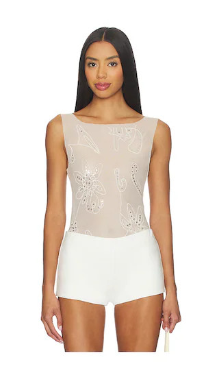 Sequin Double Layered Tank Top in Neutral | Revolve Clothing (Global)
