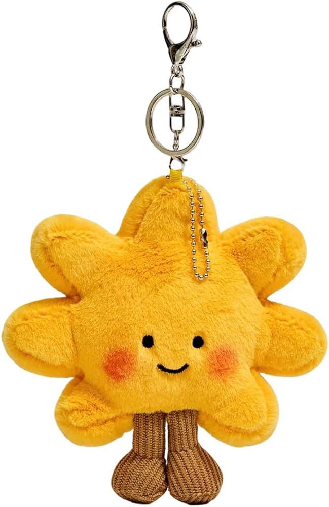 Cute Smiling Sun-Shine Plush Keychain,Kawaii Happy Sun Key Ring,Purses/Bag/Backpacks Charms for W... | Amazon (US)