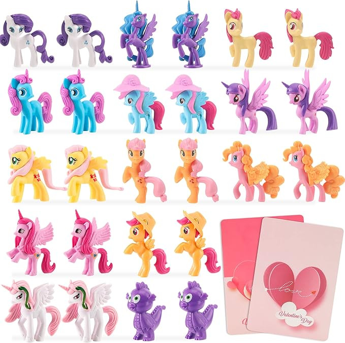 Ratebute Valentines Day Gifts for Kids -26Pcs My Little Figures Pony Movie Collection Toy with 26... | Amazon (US)