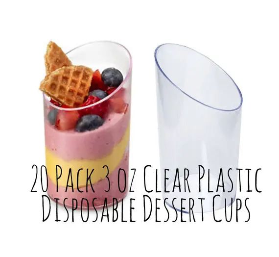 20 Pack 3 oz Clear Disposable Plastic Dessert Cups, Flaskets, Plastic Shot Glasses, Wedding Desserts | Etsy (US)