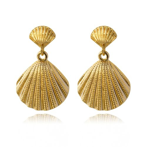 Hclian Shell Earring for Women Gold Dangle Earrings Boho Ocean Scallop Shell Earrings Summer Beach Jewelry Gifts | Amazon (US)
