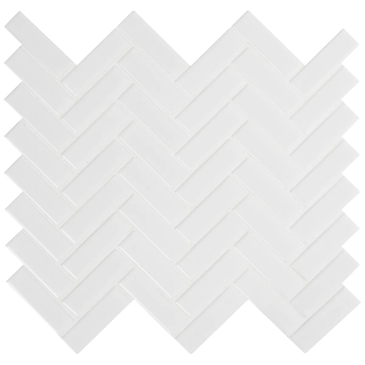 Silica White Herringbone 13 in. x 13 in. Glossy Porcelain Mosaic Floor and Wall Tile | Wayfair North America