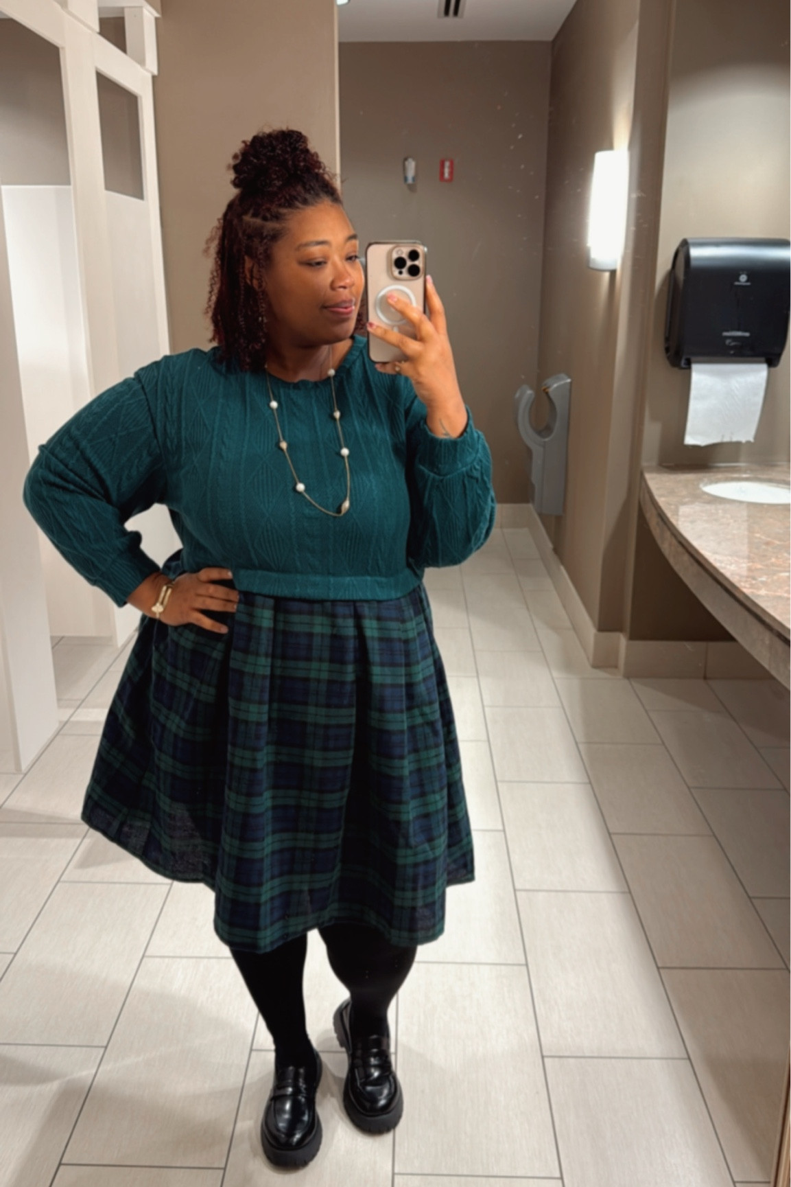 Layered Plaid Midi Dress with Pockets 

#LTKPlusSize