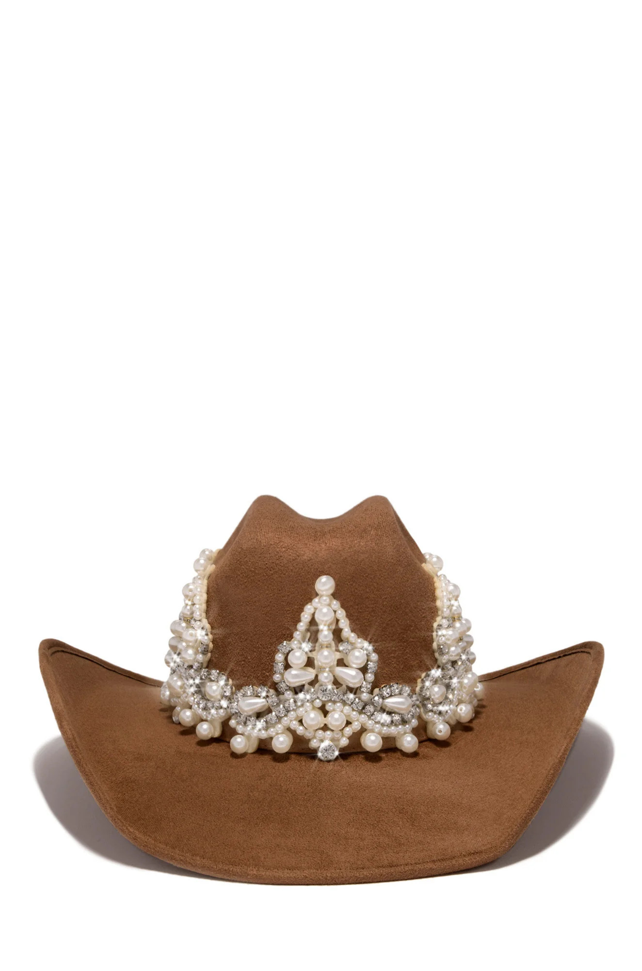 Miss Lola | Selena Brown Embellished Western Hat | MISS LOLA
