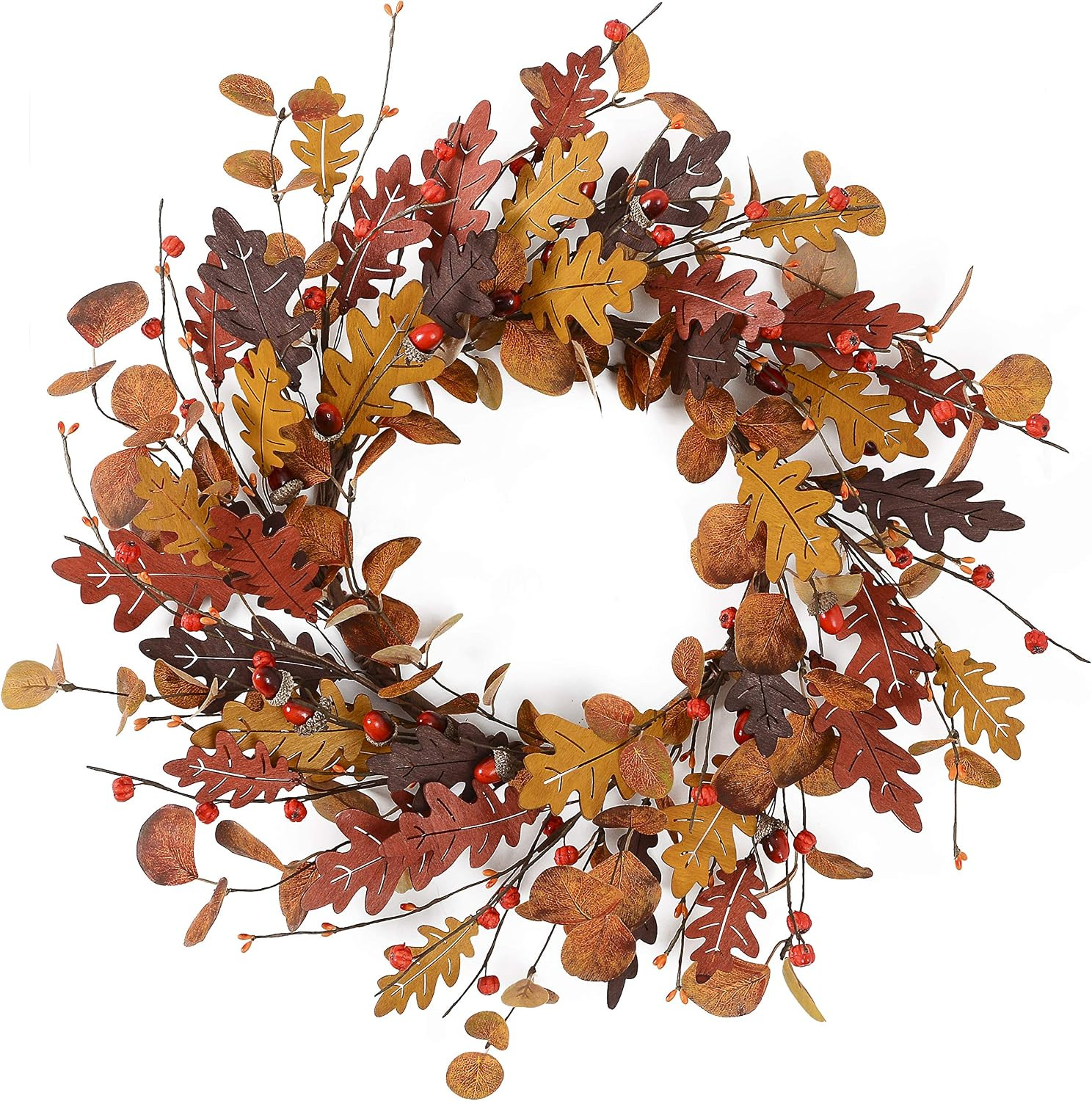 YNYLCHMX 20" Fall Wreath for Front Door, Eucalyptus and Berry Decor | Amazon (US)