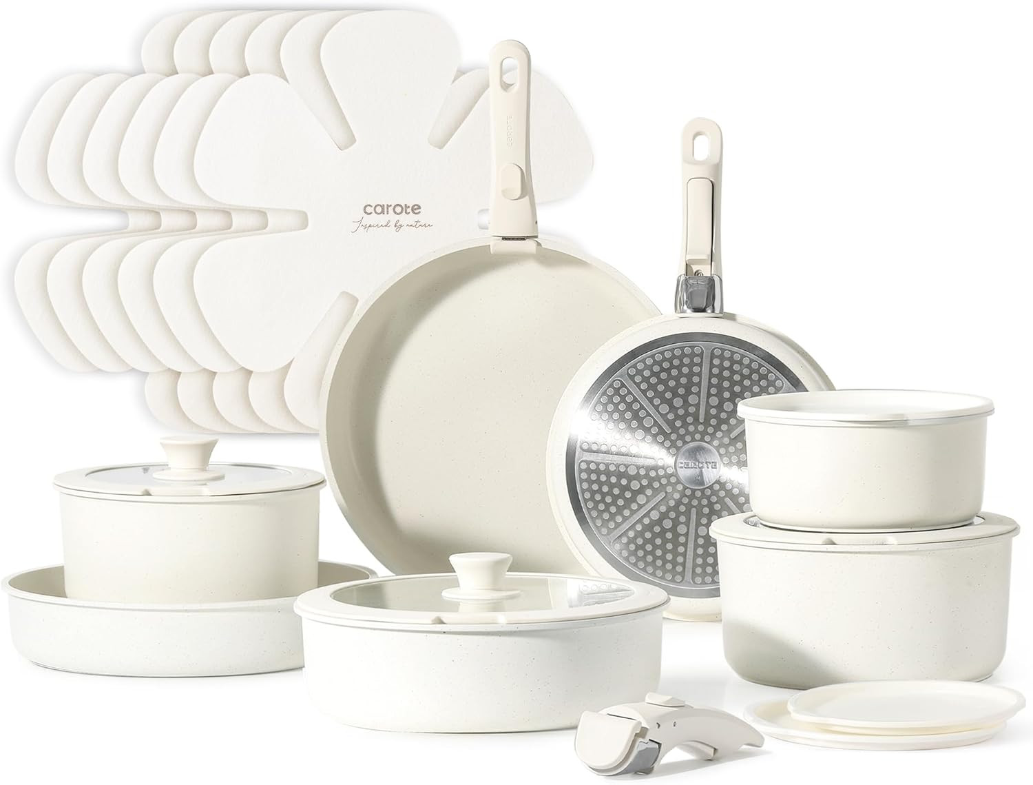 CAROTE 21pcs Pots and Pan Set Non Stick, Nonstick Induction Cookware, Cookware Set Kitchen with D... | Amazon (US)