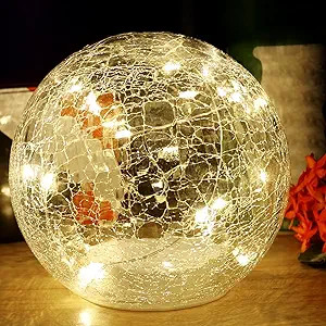 Glass Ball LED Light Christmas Wireless Crackle Glass Light Warm White Night Lamp for Bedroom Liv... | Amazon (US)
