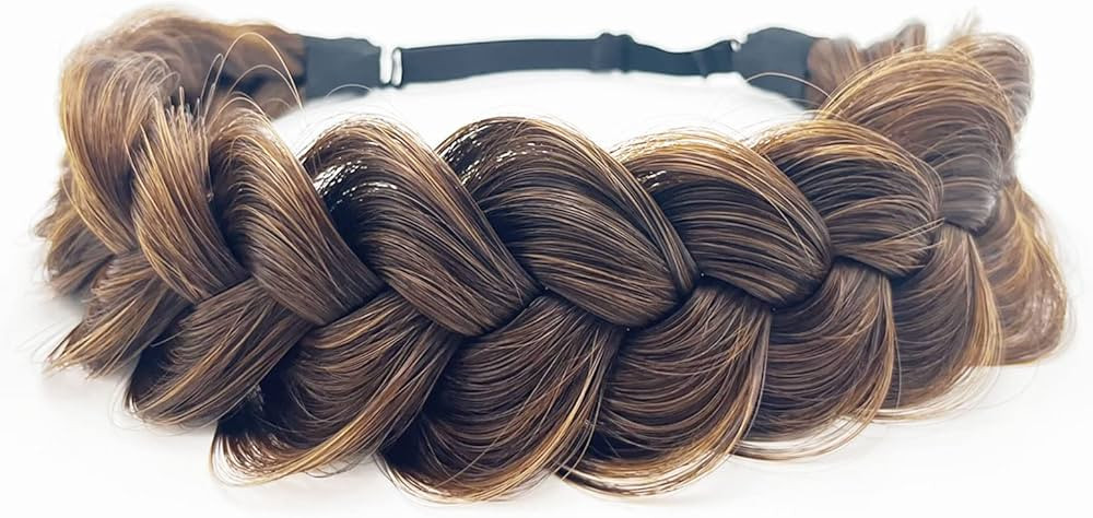 TOECWEGR Synthetic Hair Braided Headband Classic Chunky Wide Plaited Wedding Fluffy Braids Wig Wo... | Amazon (US)