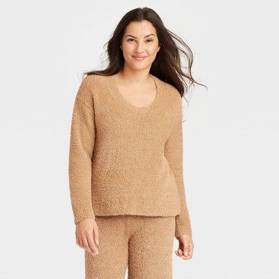 Women&#39;s Cozy Feather Yarn Top - Stars Above&#8482; Brown M | Target