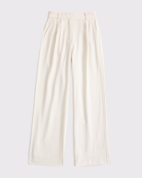 Women's A&F Sloane Crepe Tailored Wide Leg Pant | Women's Bottoms | Abercrombie.com | Abercrombie & Fitch (US)