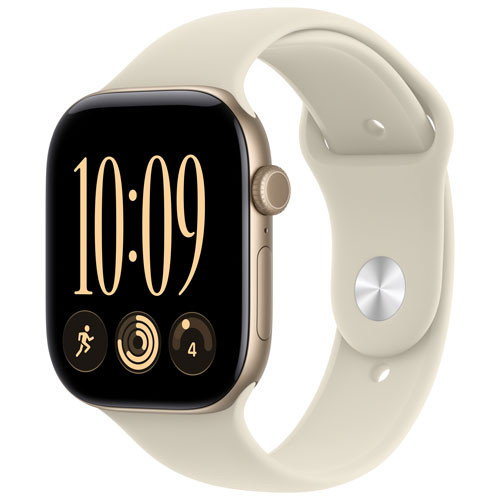 Apple Watch Series 12 (GPS) 46mm Light Gold Aluminum Case with Sand Sport Band - Medium/Large | Best Buy Canada