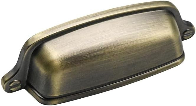 khtumeware 10 Pack 3 inch (76 mm) Vintage Drawer Pulls Brushed Antique Brass Cabinet Cup Pulls Ca... | Amazon (US)