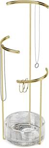 Umbra Tesora 3-Tier Jewelry Stand, Earring Holder, Accessory Organizer and Display, Glass/Brass | Amazon (US)