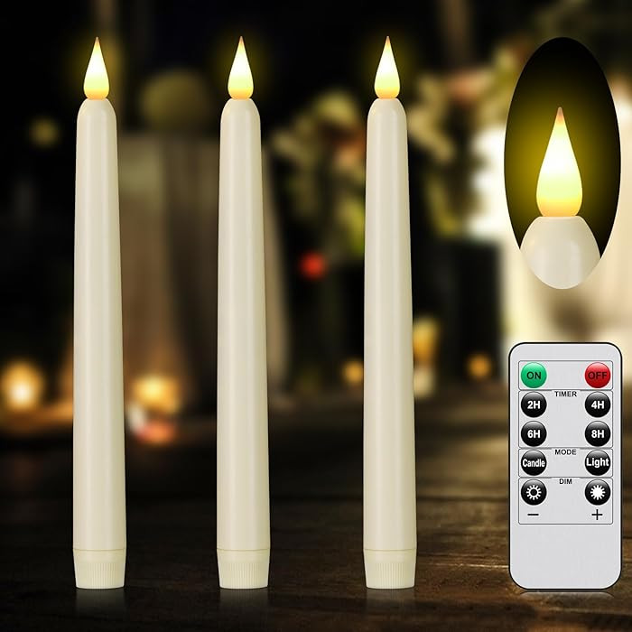 Flameless Taper Candles LED Candlesticks Fake Candles Ivory 3 | Amazon (US)