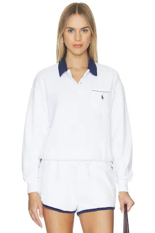 Favorite Cotton Terry Long Sleeve Collared Polo in White

              
    
        
        
 ... | Revolve Clothing (Global)