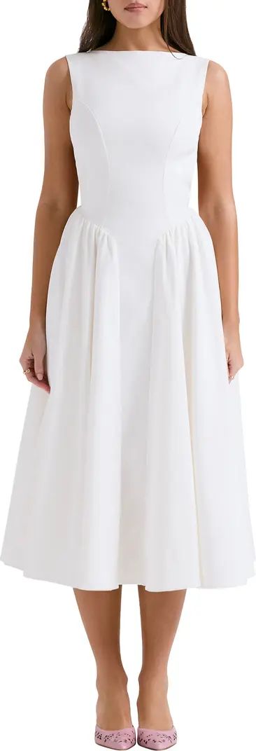 HOUSE OF CB Cindy Sleeveless Twill Midi Cocktail Dress | Nordstrom | Nordstrom