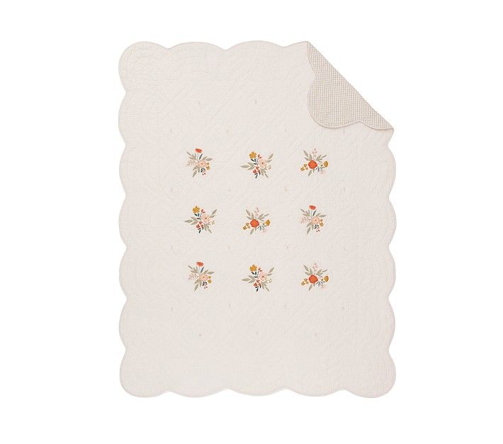 Chris Loves Julia Reversible Floral Embroidered Quilt | Pottery Barn Kids
