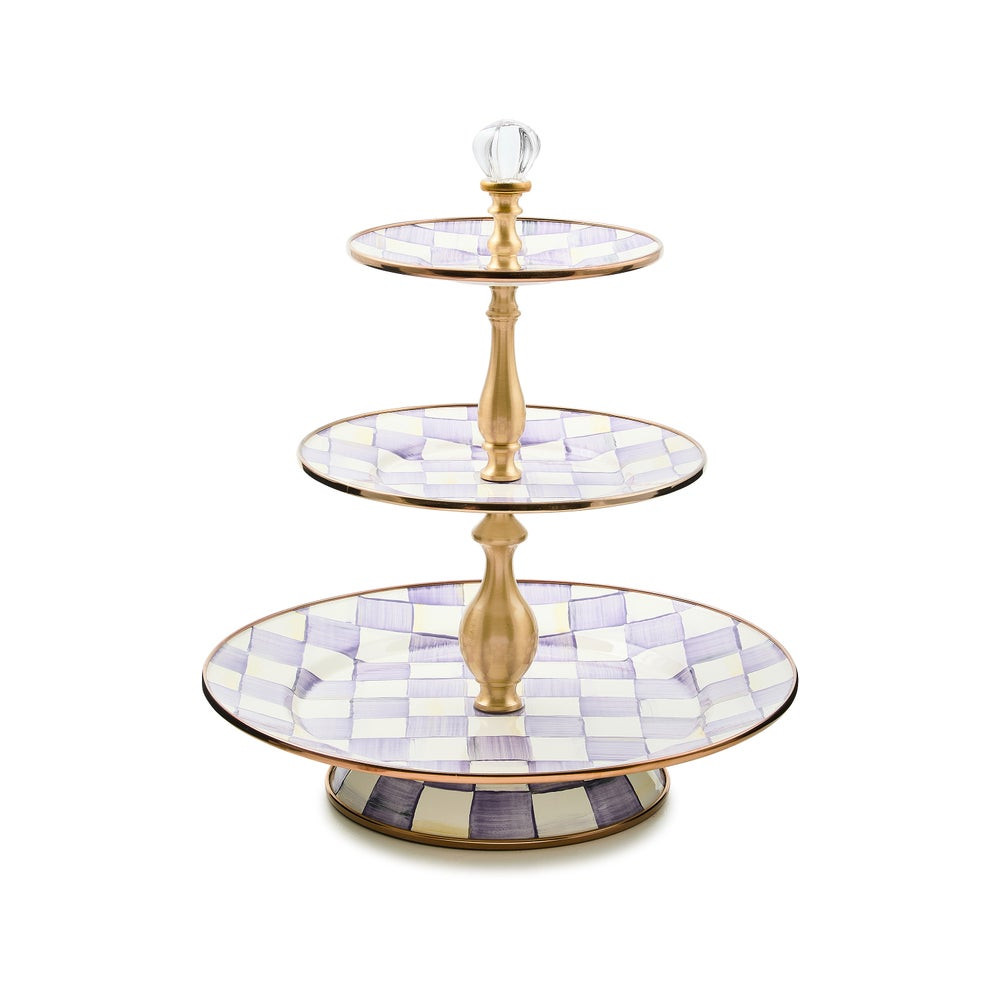 Violet Check Three Tier Sweet Stand | MacKenzie-Childs