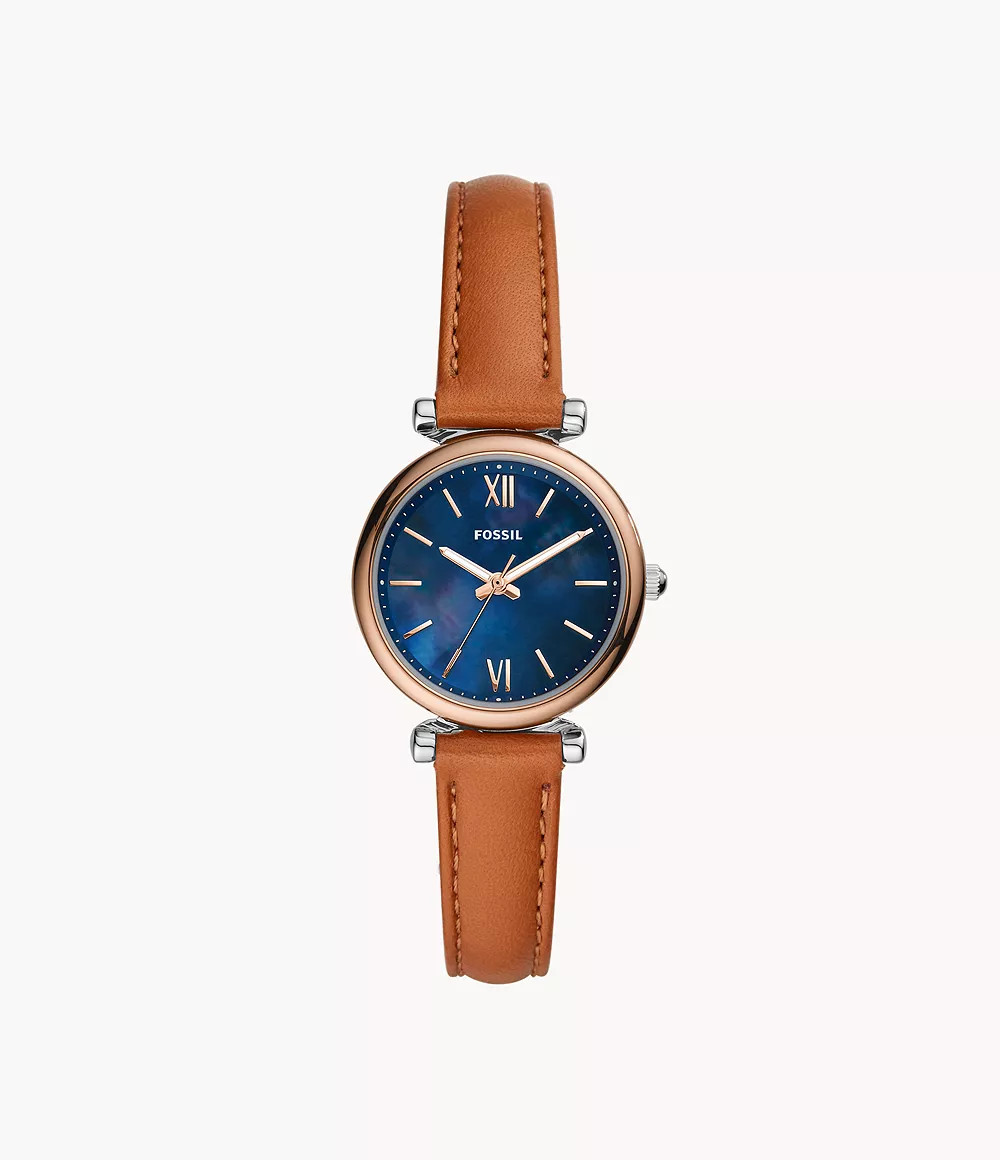 Carlie Mini 28mm Three-Hand Tan Leather Watch | Fossil (US)