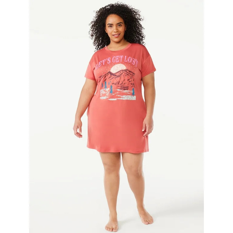 Joyspun Women's Print Sleepshirt with Pockets, Sizes S/M to 2X/3X | Walmart (US)