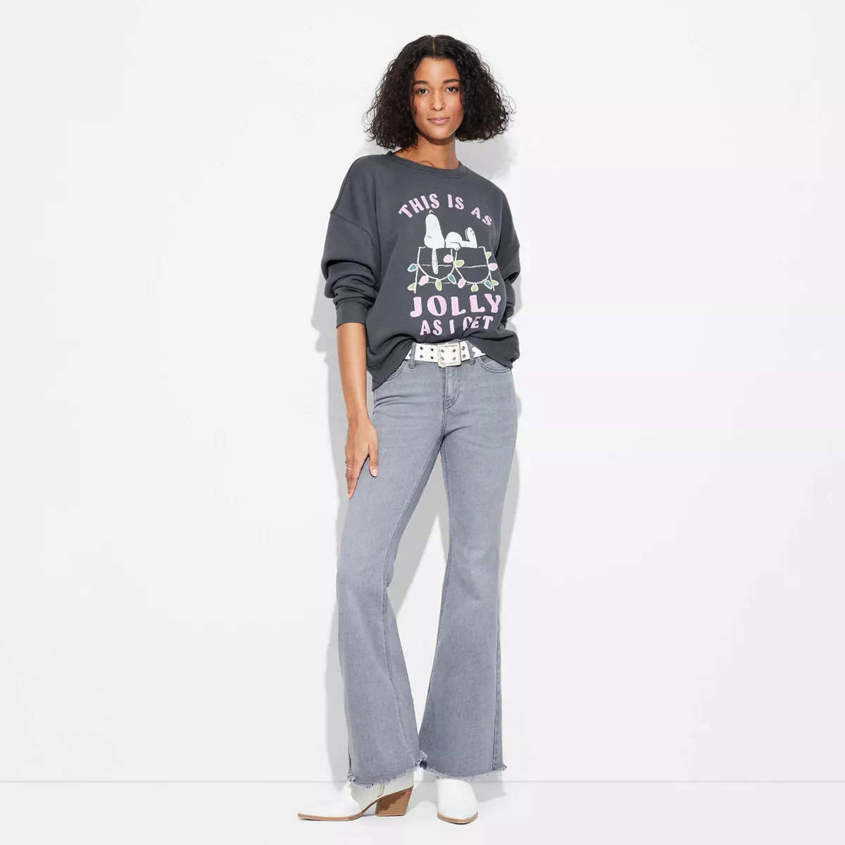 Women's Jolly Snoopy Graphic Sweatshirt - Gray | Target