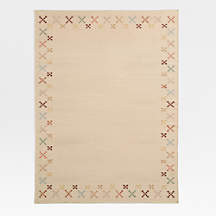 Broderie Kilim Taupe Wool and Cotton Kids Area Rug 5x8 by Sharland England | Crate & Barrel