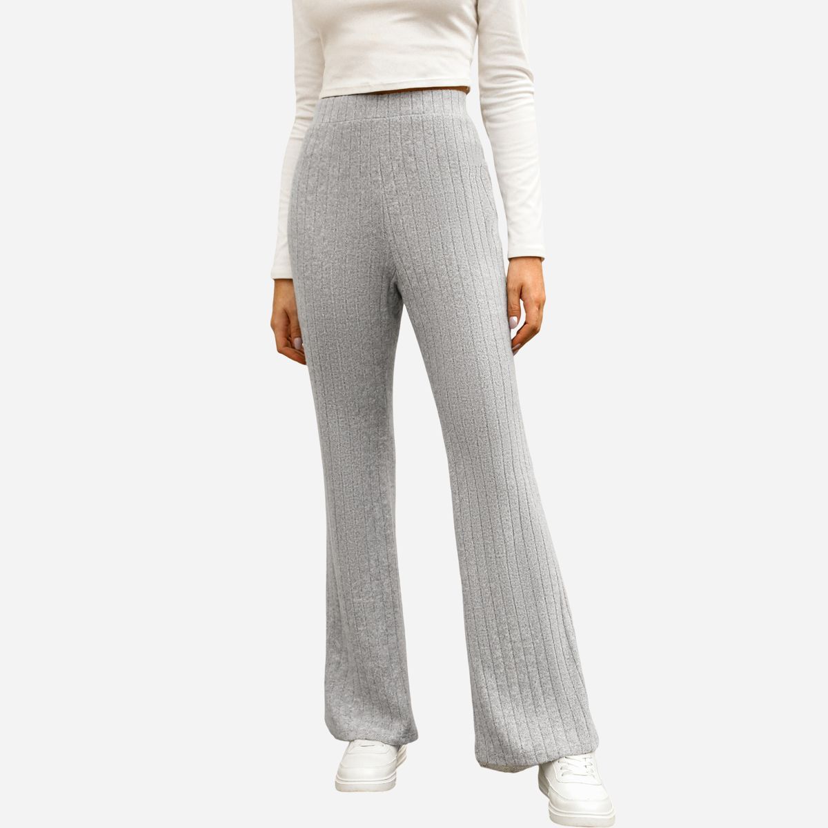 Women's Ribbed Heathered Knit Flare Pants - Cupshe | Target
