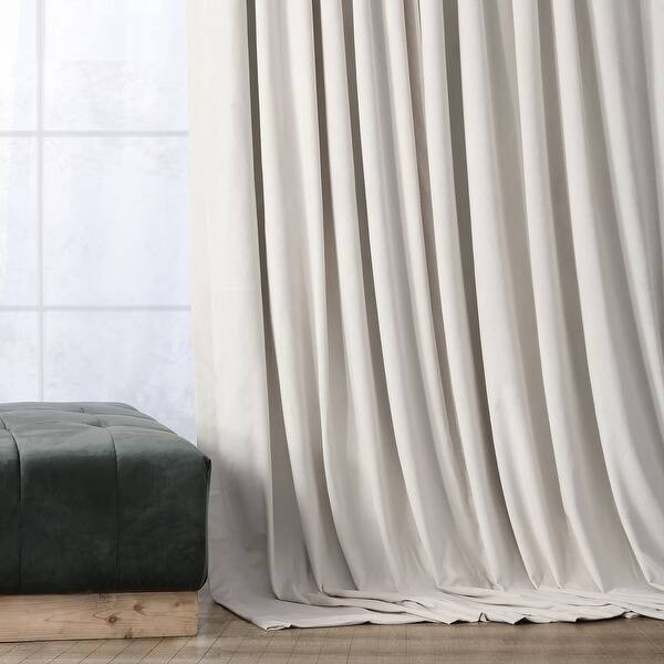 Exclusive Fabrics Signature Porcelain White Velvet Blkt Curtain Panel - 50 X 96 - Porcelain White | Bed Bath & Beyond