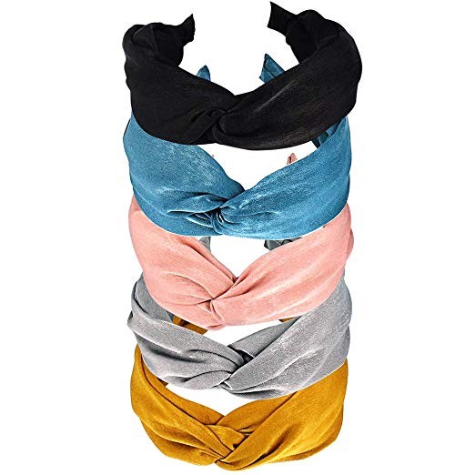 5 Pcs Hogoo Fashion Solid Color Hair Hoop Headbands Cross Knotted Bow Hair Accessories for Women ... | Amazon (US)