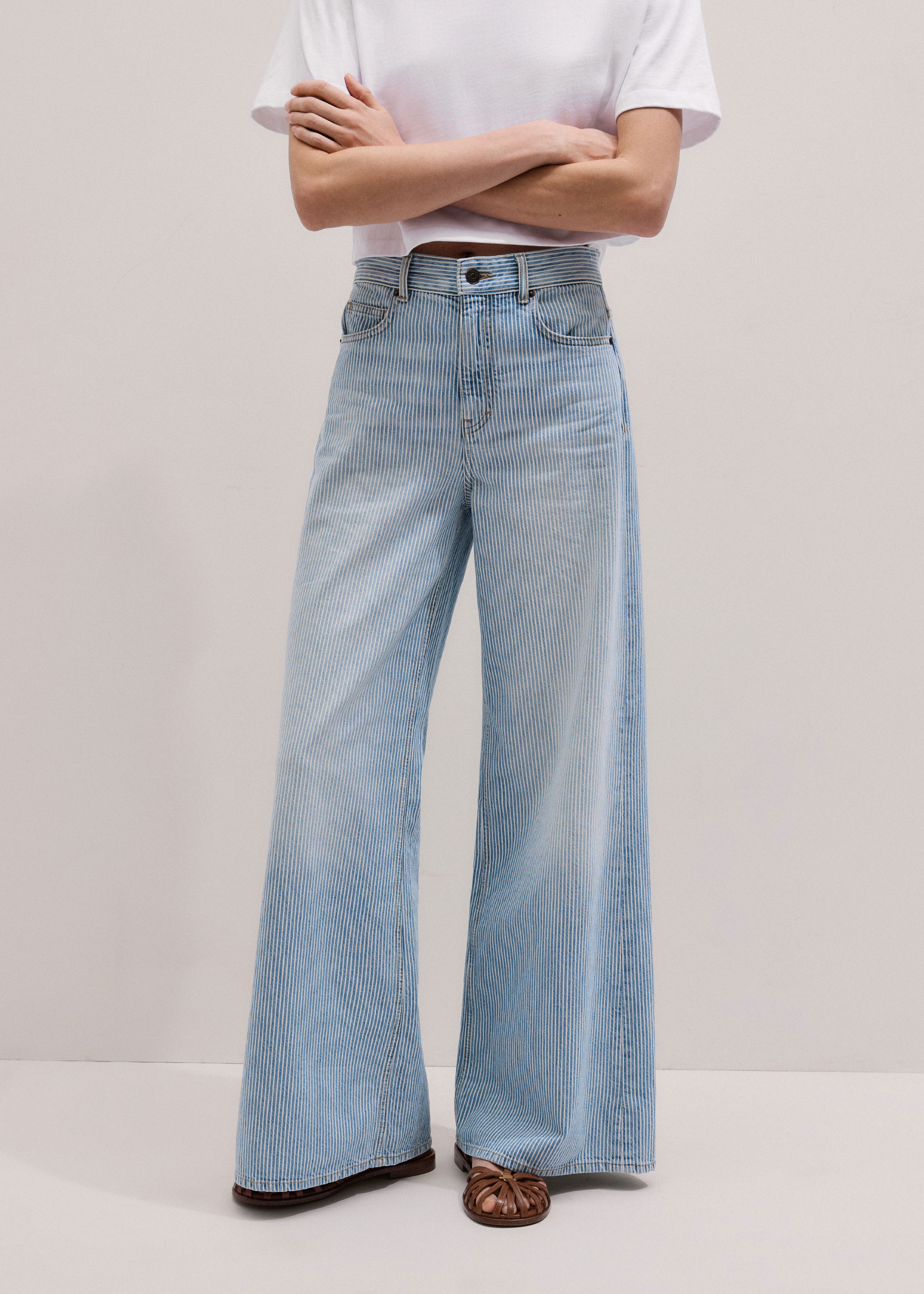 Ultimate Wide-Leg Jean Micro Stripe Denim | ME+EM US