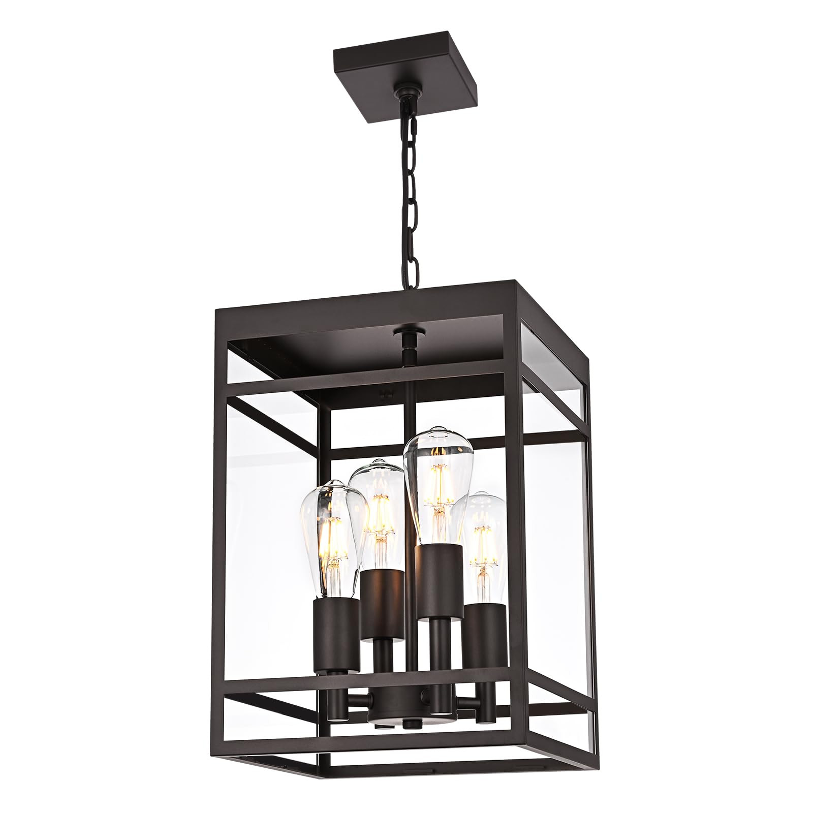 VINLUZ 4-Light 16" Outdoor Pendant Light with Adjustable Chain, Oil Rubbed Bronze Outdoor Hanging... | Amazon (US)