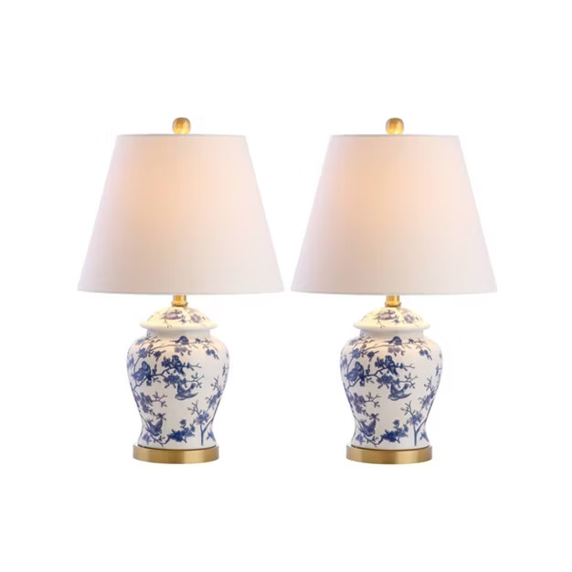 22" (Set of 2) Penelope Chinoiserie Table Lamps (Includes LED Light Bulb) Blue/White - JONATHAN Y | Target