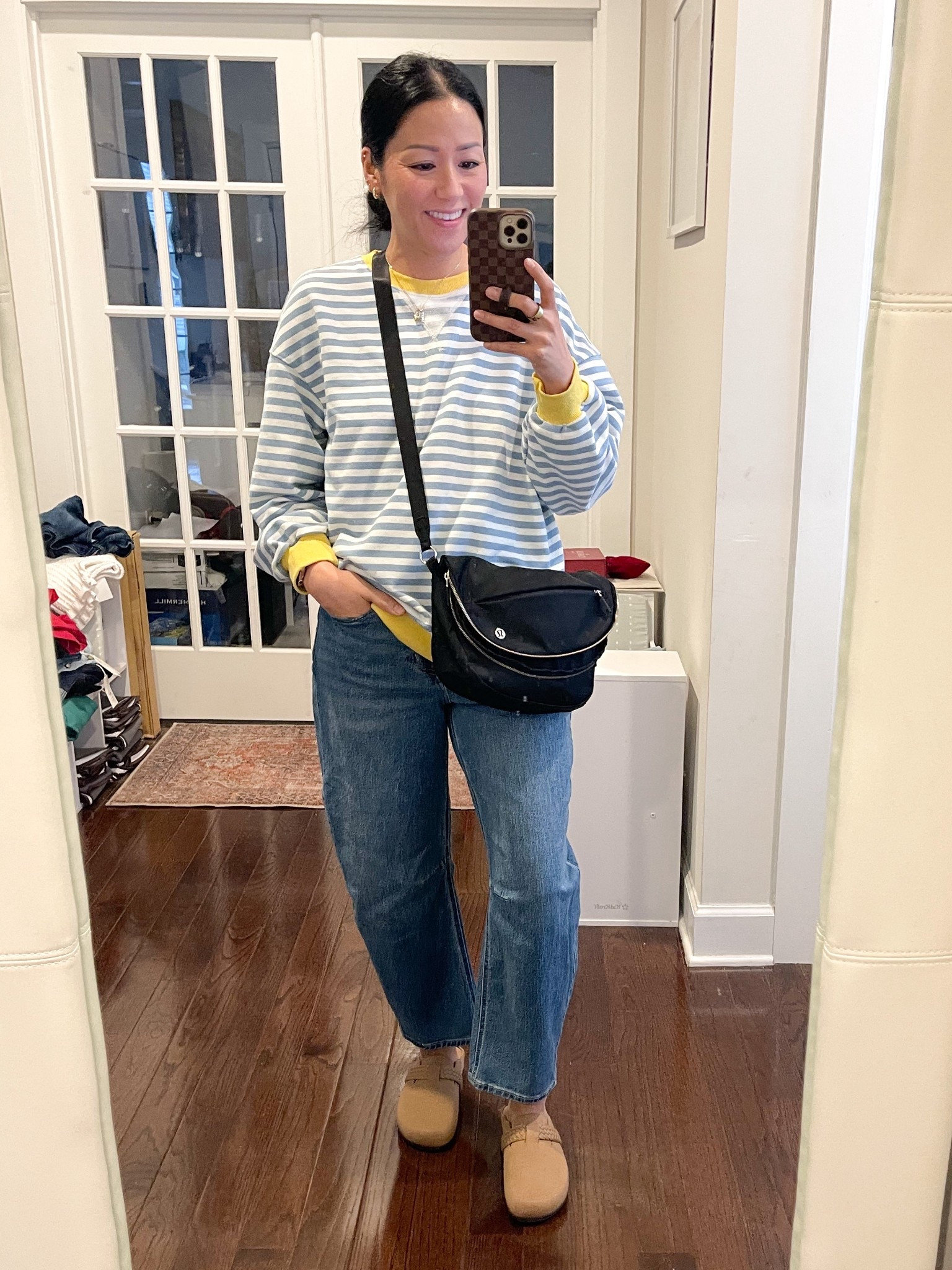 Size up to medium in sweatshirt
Size 4 regular jeans
True size in Rothys , if between sizes size down


#LTKootd #LTKOver40 #LTKmomlife