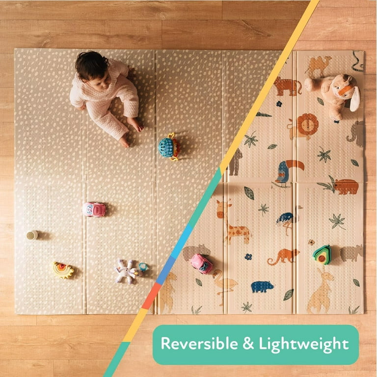 Nuby Reversible and Foldable Baby Playmat for Floor for Infants, Safari | Walmart (US)