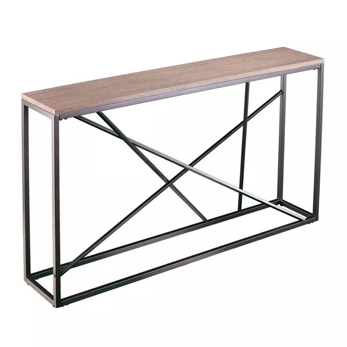 Arendale Faux Marble Skinny Console Table Black/Silver - Aiden Lane | Target