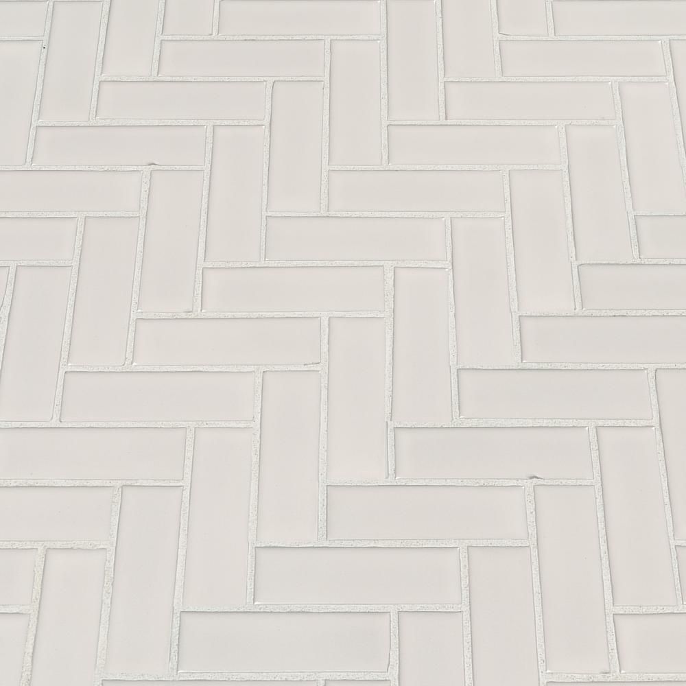 Retro Bianco Herringbone 12.2 in. x 10.83 in. x 6 mm Porcelain Mesh-Mounted Mosaic Tile | The Home Depot