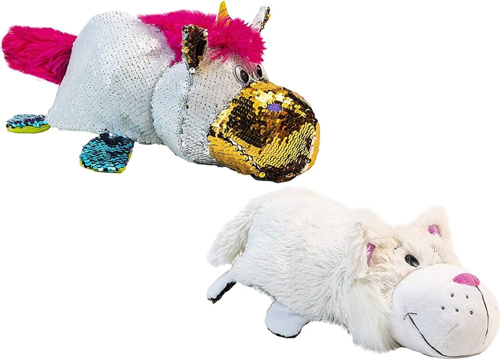 FlipaZoo FB Flipquins - 2 Pack (Unicorn/Drg & Choc. Lab/Wht Cat) - Plush Comes with Reversible Se... | Amazon (US)