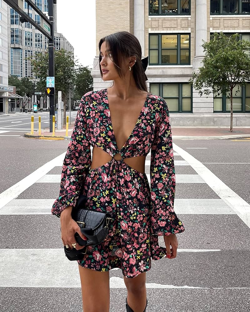 The Drop Women's Floral Long Sleeve Cut Out Mini Dress by @lauravanessa_w | Amazon (US)