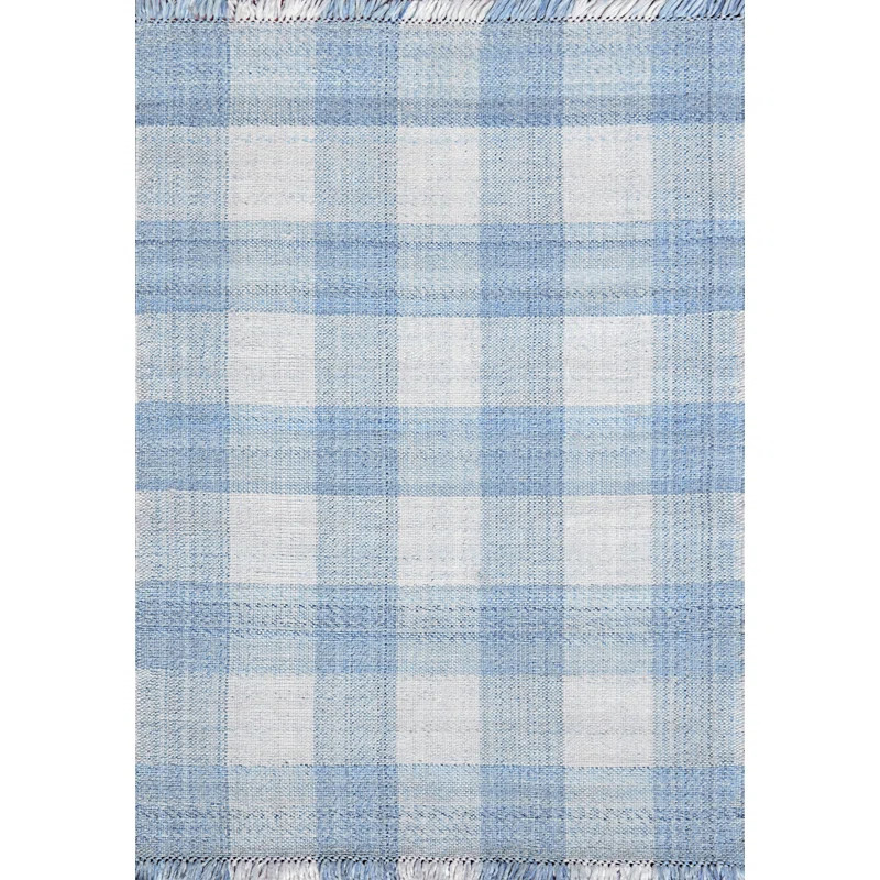 Debarghya Plaid Handwoven Ivory/Blue Area Rug | Wayfair North America
