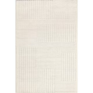 Dorene Modern High-Low Striped Wool Ivory 8 ft. x 10 ft. Area Rug | The Home Depot
