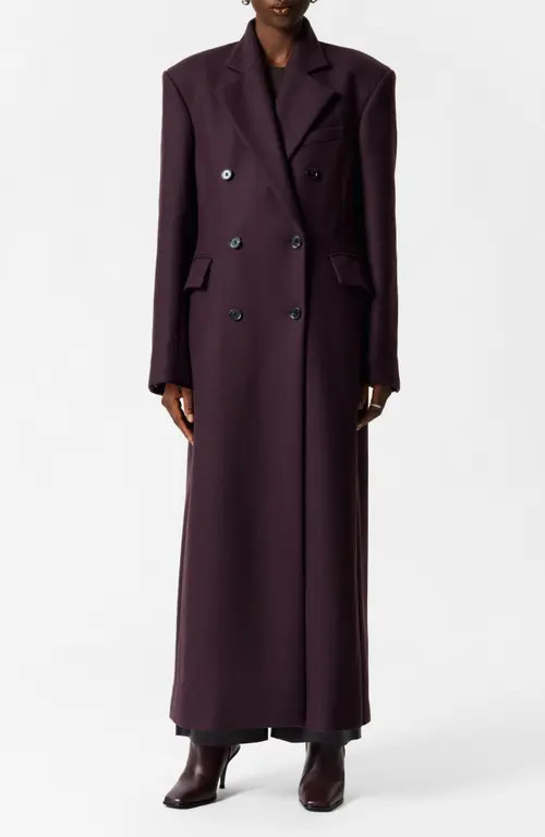 & Other Stories Longline Wool Blend Coat in Burgundy at Nordstrom, Size Small | Nordstrom