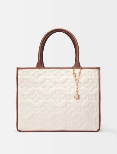 Leather, linen, viscose Clover logo tote | Maje US