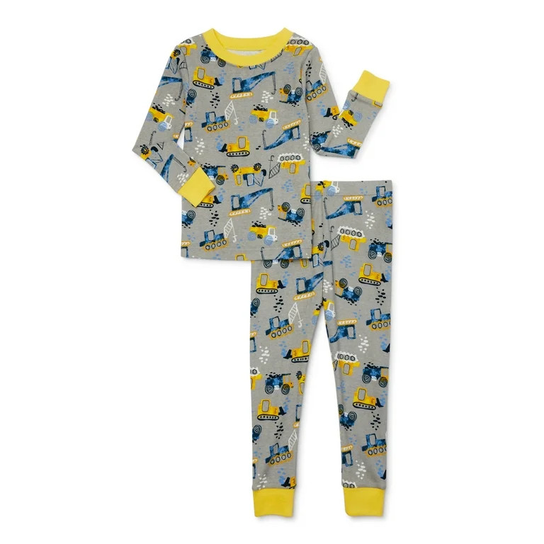 Wonder Nation Toddler Long-Sleeve Long Pants Snug-Fit Cotton Pajama Set, 2-Piece, Sizes 12M-5T - ... | Walmart (US)