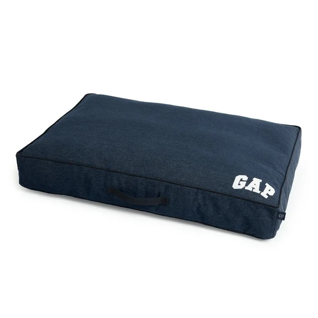 Gap Small Denim Logo Flat Dog Bed, Organic Cotton Cover with Zipper Closure, Dark Blue | Walmart (US)