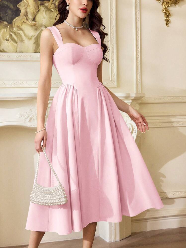 Vintamour Elegantes Vintage-Kleid mit Taschen f\u00fcr Damen, L\u00e4ssig Teeparty-Kleid f\u00fcr... | SHEIN